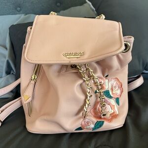 GUESS pink embroidered backpack
